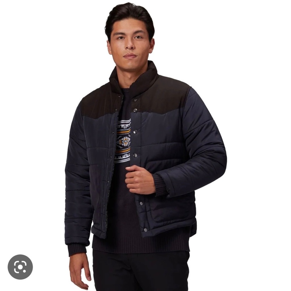 EUC men’s black and blue Stoic coat